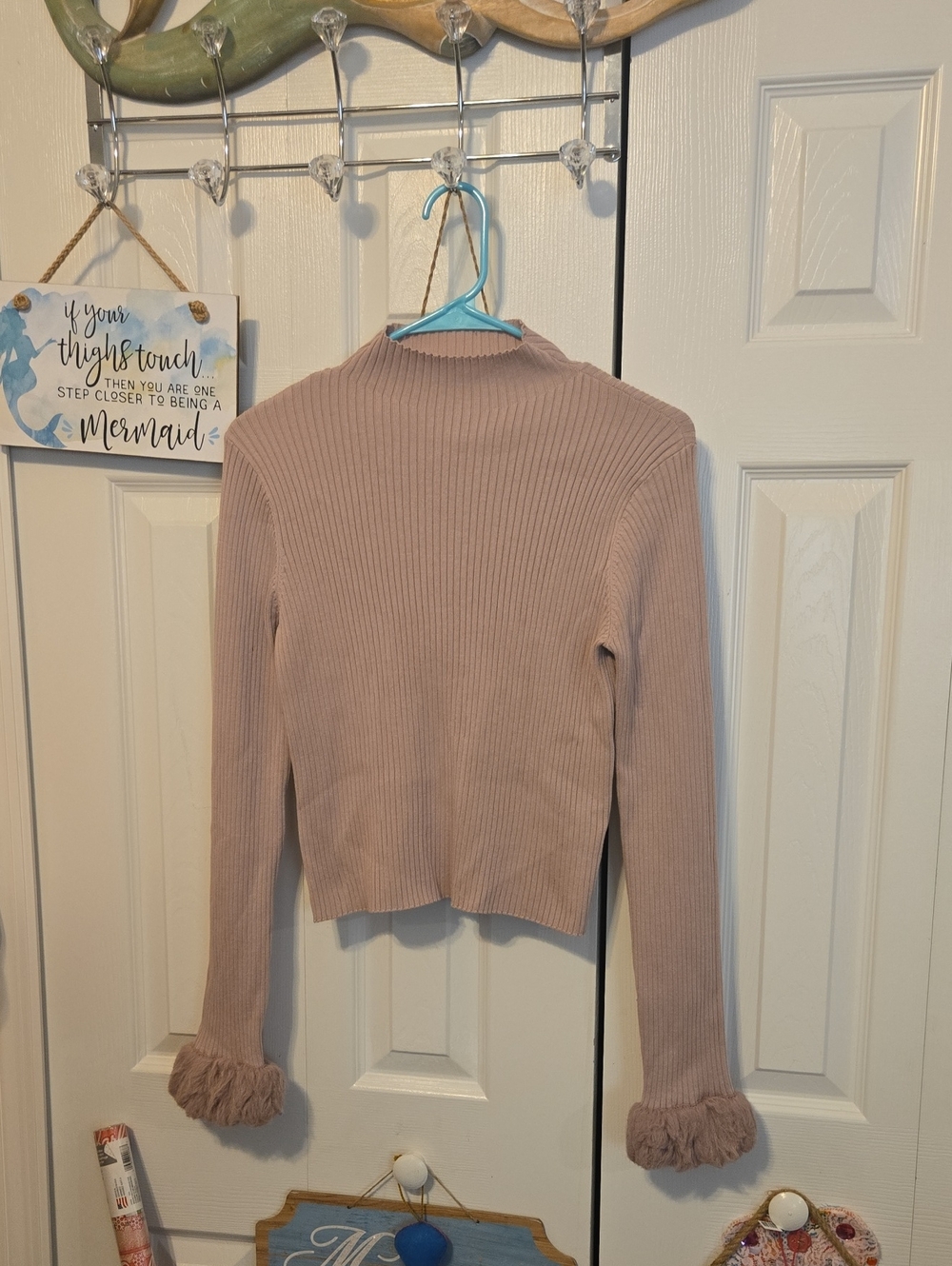 Sweet Rain Ribbed Mock Neck Sweater - Dusty Rose